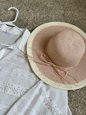 Lt. Pink/Ivory Romantic Floppy Sun Hat with Bow